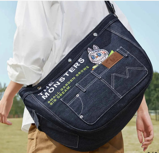 THE MONSTERS FALL IN WILD SERIES-Denim Messenger Bag