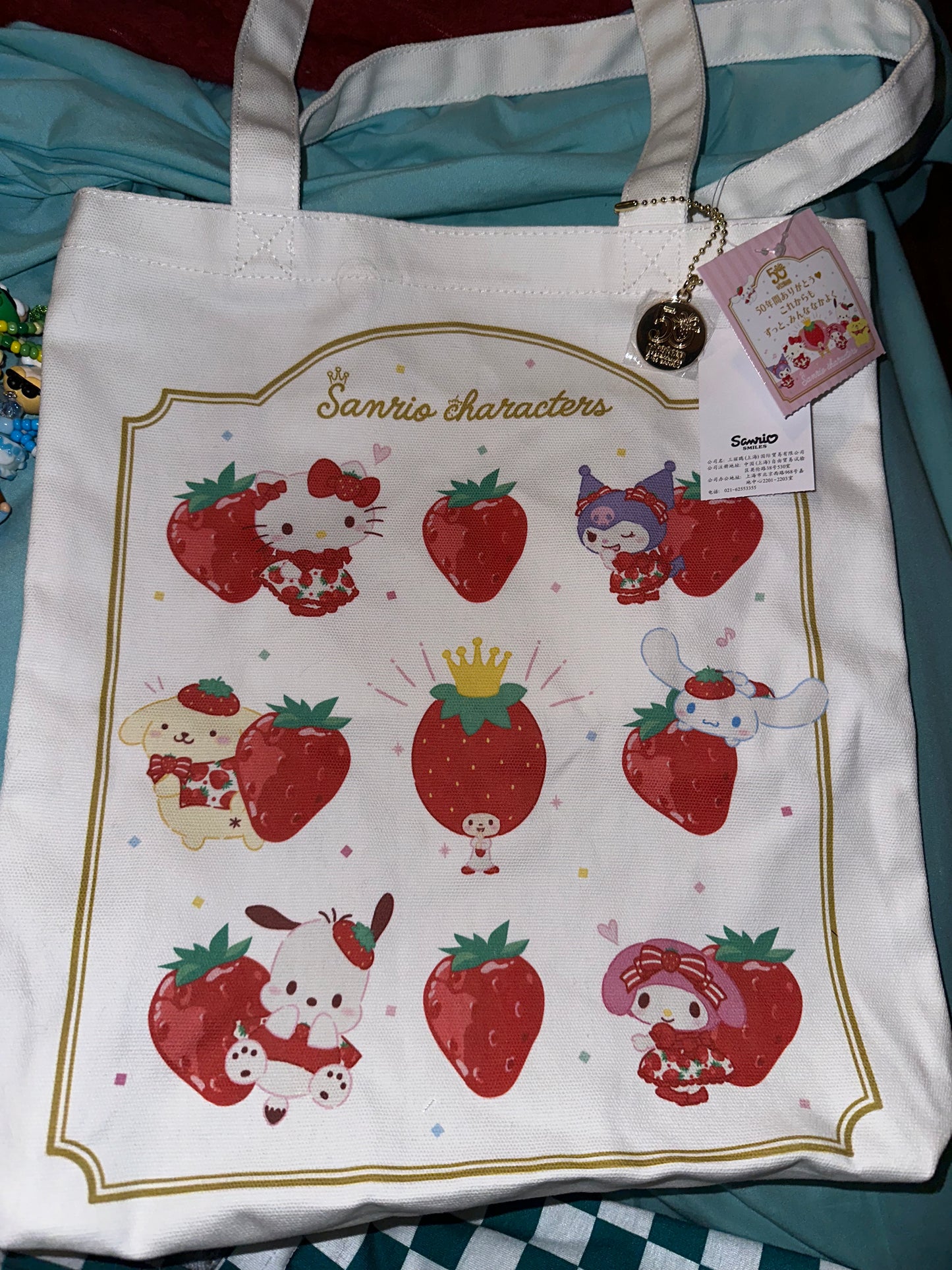 Official Sanrio/strawberry 50th Aniversary canvas tote bag