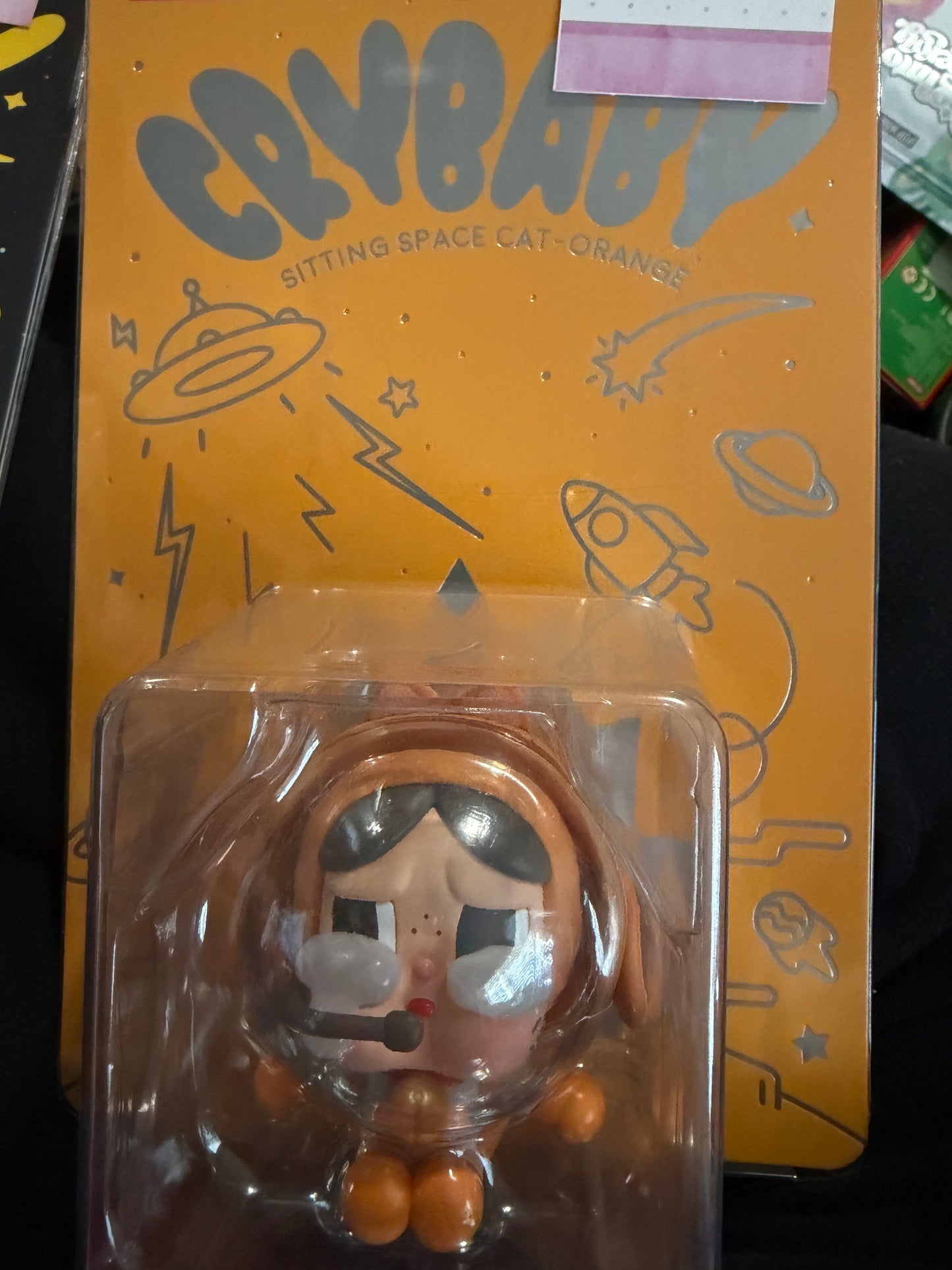 Cry baby sitting space cat