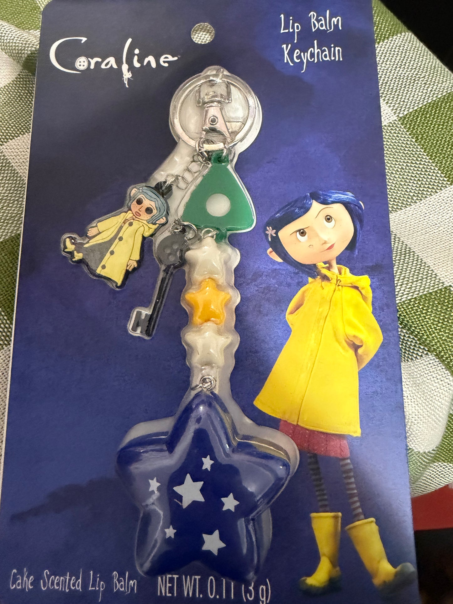 Coraline lip balm keychain