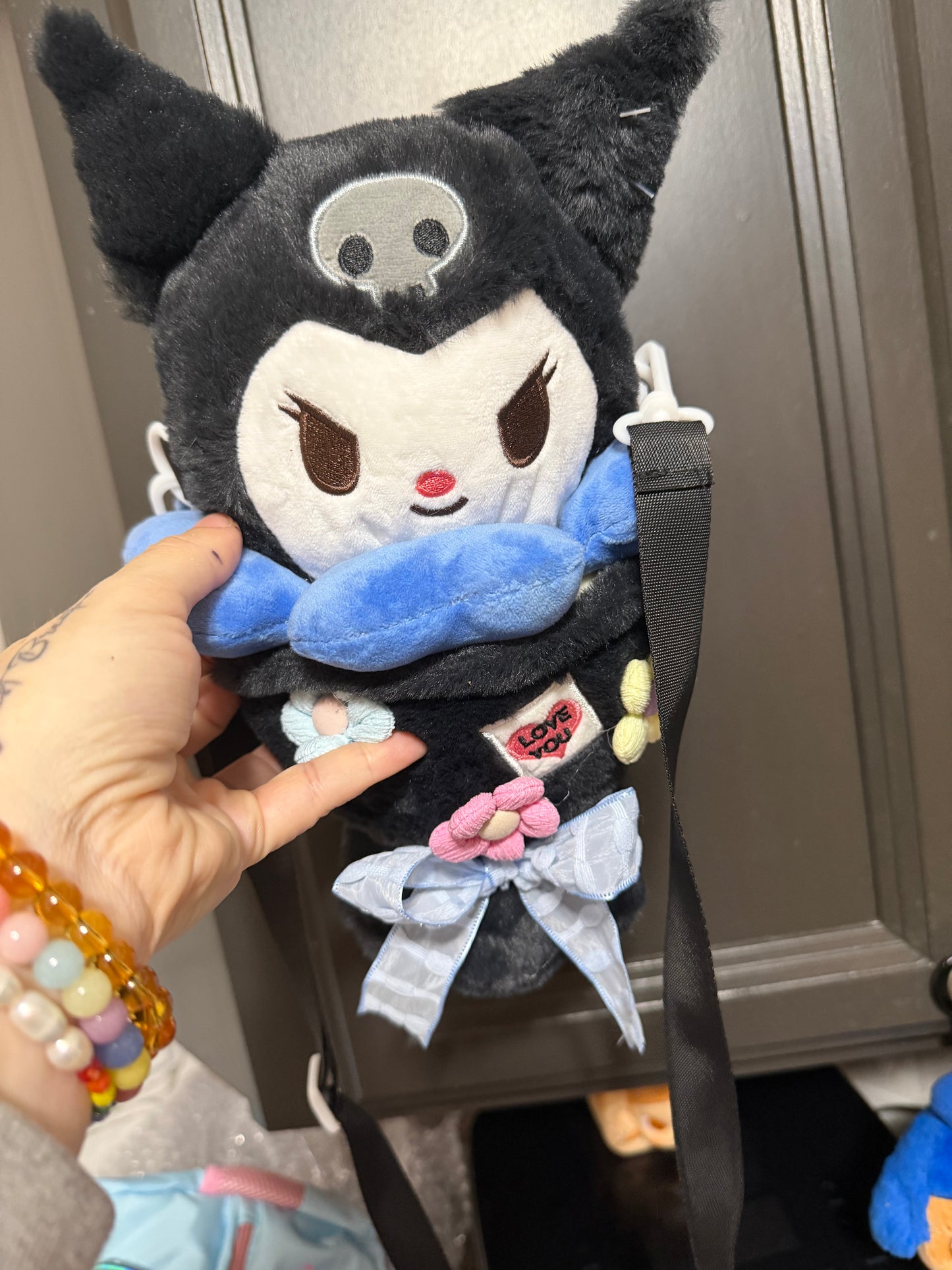 Kuromi plush bucket crossbody