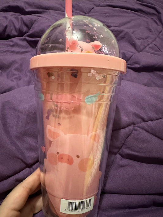 Lulu the pig Cup with straw
